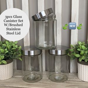 Canister 3pcs Set - Stainless Lid - Contemporary Design 🍃🆕🍃